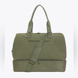 BEIS Weekender Bag. Brand New. Olive Green. Canvas w/ Vegan Leather Trim.